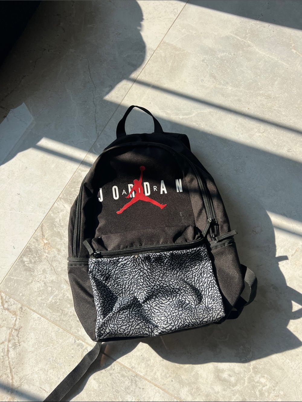 Jordan Air Backpack with Red Jumpman and Gray Pattern Pocket